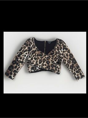 Bebe VTG y2k Leopard-Print Cropped Wrap Top - Brown/Black